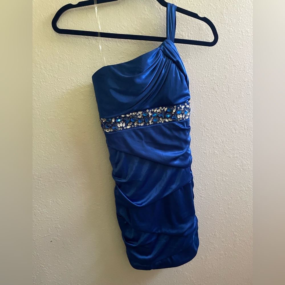 Jodi Kristopher Blue One-Shoulder Bodycon Dress